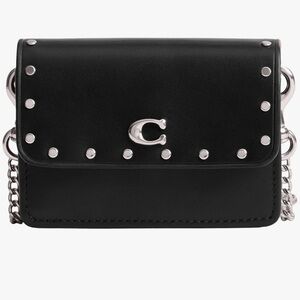 Coach Half Flap Card Case in leather with chain strap